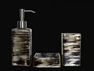 GRAFFITI SET BLACK/SILVER/IVORY - Countertop glass toothbrush holder by Glass Design - view 2